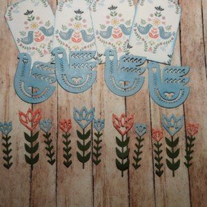 Spring Flowers and Blue Birds Tag and Die Cuts Set